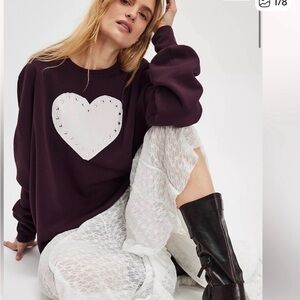 Free People x The Laundry Room Heartbrite Jumper Sweatshirt NWT